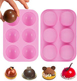 2 Packs Medium Semi Sphere Silicone Mold, Chocolate Mold,6 Holes Half Sphere Round