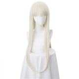 AICWDIVA Anime Long Straight Milky Yellow Cosplay Wig Heat Resistant Synthetic Hair Halloween Christmas Party Women Girls Wig