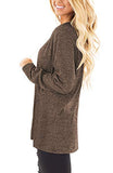 Jescakoo Fall Shirts for Women Long Sleeve Long Tops Loose Fit Coffee S