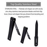 FIXBODY Nail Clipper Set – Black Stainless Steel Fingernails & Toenails Clippers & Nail