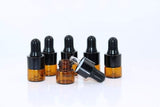 30Pcs Amber Glass Dropper Bottles Mini Empty Sample Vials Essential Oil Dropping Bottles Perfume Jars Cosmetic Container with Glass Eye Dropper and Black Caps (1ml)