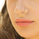 Gold Nose Ring, Unique Gold Plated Indian Hoop Piercing, Tribal Style, 20g.