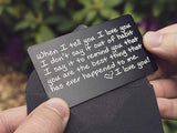 Wallet Card Love Note | Engraved Aluminum Anniversary Gifts for Men, Husband Gifts