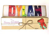 SASSY SCRIBBLES Custom Personalized Name Crayon Set for Kids - Colorful Valentines