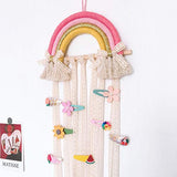 Sigdio Hair Bows Holder Handmade Bohemian Girls Clips Organizer Hairpins Rainbow Hanger for Storage or Decoration (Pink)