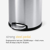 simplehuman 4.5 Liter / 1.2 Gallon, Round Bathroom Step Trash Can, Brass Stainless Steel
