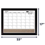 Quartet Combination Magnetic Whiteboard Calendar & Corkboard, 17" x 23" Combo