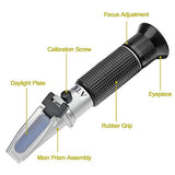 Brix Refractometer with ATC, Dual Scale - Specific Gravity & Brix, Hydrometer in Wine