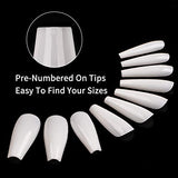 Long Coffin Fake Nails - Full Cover Natural Ballerina False Nail BTArtbox 500 Pcs Acrylic