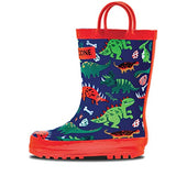 LONECONE Rain Boots with Easy-On Handles in Fun Patterns for Toddlers and Kids