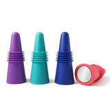 Premium Reusable Wine Bottle Stoppers, 4 PACK Colorful Silicone + Stainless Steel