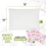 Toddler Pillow with Pillowcase - 13X18 Soft Organic Cotton Baby Pillows for Sleeping