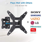 Full Motion TV Monitor Wall Mount Bracket Articulating Arms Swivels Tilts Extension