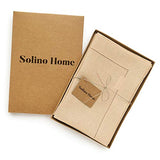 Solino Home 100% Pure Linen Hemstitch Dinner Napkins - 20 x 20 Inch, Beige Set of 4