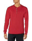 Hanes Men's Long-Sleeve Beefy Henley T-Shirt - Small - Burnt Brick