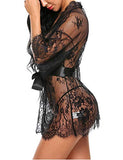 Avidlove Black lace Robe Women Women's Lace Kimono Robe Babydoll Lingerie Mesh