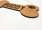 Personalized Dog Bone Dog House Wooden Sign Decor Custom Name with Paw