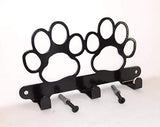 Double Dog Paw Leash Hook. Solid Steel. Handmade in USA. Gloss Black Finish