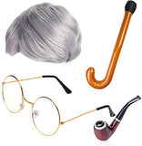 Beefunny Old Man Wig and Glasses Grandpa Costume Accessories Inflatable