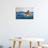 Inspirational Canvas Wall Art Quotes Abstract Blue Goldfish Shark Pictures Posters Painting