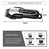 Professional Rechargeable Wireless Hair Clipper Without Cord for Family Razor Barber Cutting Use With Guide Combs… (BLACK)