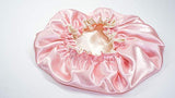 Adults IVORY/BURGUNDY Reversible Satin Hair Bonnet Handmade By RJstyles.co in Sizes X-Large to 5X - with Adjustable Ribbon or Cord options available