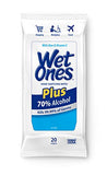 Wet Ones Plus 70% Alcohol Hand Sanitizer Wipes, 20 Count, 5 Pack