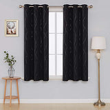 Deconovo Thermal Insulated Blackout Curtains Foil Printed Wave Lines with Dots Grommet