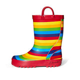 K KomForme Kids Girl Boy Rain Boots, Waterproof Rubber Printed with Handles