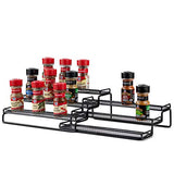 3 Tier Expandable Spice Rack Organizer for Cabinet, Black Modern Pantry Kitchen