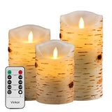 Vinkor Flameless Candles Flickering Candles Birch Bark Set of 4"5"6" Battery Candles