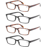 READING GLASSES 4 Pack Spring Hinge Comfort Readers Plastic Includes Sun Readers