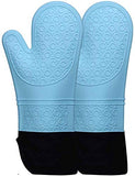 HOMWE Extra Long Professional Silicone Oven Mitt, Oven Mitts with Quilted Liner