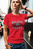 Ladies Believe in Brady Football Sports Fan Wear DT T-Shirt Tee (Small, Charcoal)