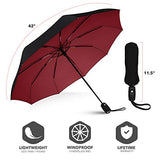 Repel Umbrella Windproof Travel Umbrella with Teflon Coating (Black Red)