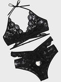 Donnalla Women Sexy Lingerie Set Two Piece Lace Bra and Panty Set