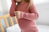 VAENAIT BABY Kids Girls Long Sleeve Modal Sleepwear Pajamas 2pcs Set Shirring Pink