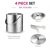 Double-Wall Stainless Steel Insulated Ice Bucket With Lid and Ice Tong [3 Liter]