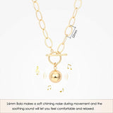 18k Gold Chunky Chain Necklace for Women Harmony Ball Pendant Toggle Clasp