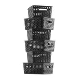 Set of 6 Plastic Storage Baskets - Small Pantry Organizer Basket Bins