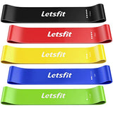 Letsfit Resistance Loop Exercise Bands with Instruction Guide and Carry Bag, Set of 5