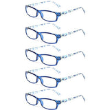 Reading Glasses 5 Pairs Fashion Ladies Readers Spring Hinge with Pattern Print