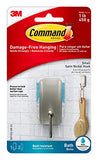 Command Bath Hook, Small, Satin Nickel, 1-Hook, 2-Small Water-Resistant Strips