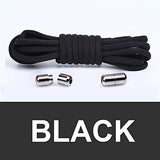 Black Elastic No Tie Shoelaces Half Round 1/4", Stretch Tieless Shoe Laces Strings