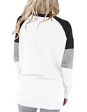 onlypuff White Sweatshirt for Women Loose Fit Tunic Tops Color Block Pocket Tee Shirt