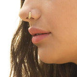 Gold Nose Ring, Unique Gold Plated Indian Hoop Piercing, Tribal Style, 20g.