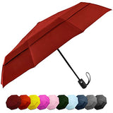 Windproof Travel Umbrella - Compact, Double Vented Folding Umbrella w/Automatic