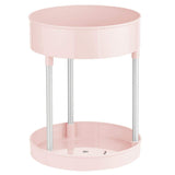 mDesign Spinning Metal and Plastic Makeup Organizer Rotating Lazy Susan 2-Level Turntable Storage Bin - Carousel Organizer for Bathroom Vanity Countertops, Cabinets - Light Pink/Silver