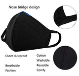6pcs/Pack Black Face Mask Windproof Dustproof Face Masks Breathable Reusable