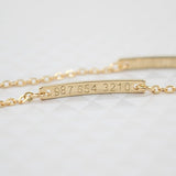 Baby Name Bar id Bracelet Baby Gift 16k Gold Plated Dainty Hand Stamp Personalized